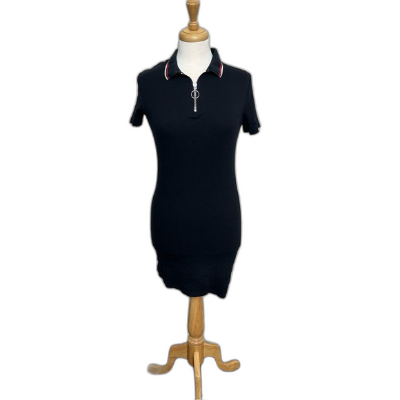Y2K Urban Outfitters Navy Polo Bodycon Dress w/ Halfzip Collar - Women Size L - Picture 1 of 5